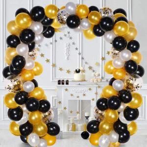 124PCS 12 Inch Gold Black White Balloon Garland Baby Shower Decorations