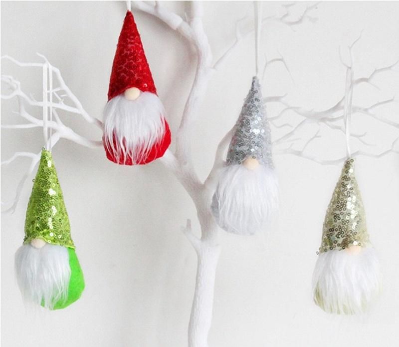 Christmas Ornaments Set Handmade Plush Gnomes Santa Elf Hanging Decorations
