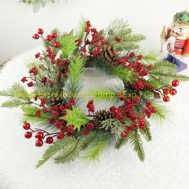 Artificial Berry Wreath Garland Handmade Christmas Wreath Wire Rattan Ring