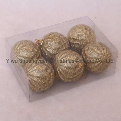 Hanging Plastic Ball Inside with Glitter Painted