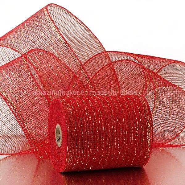 Metallic Thread 4′′ Deco Mesh Ribbons