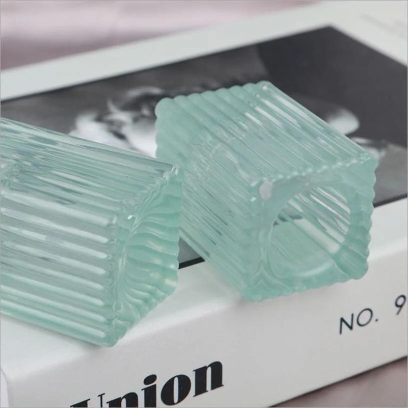 Crystal Clear Square Glass Pillar Tealight Holder for Wedding Home Decoration Centerpiece