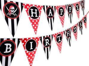 Umiss Pirate Happy Birthday Banner Pennant Party Decorations and Supplies