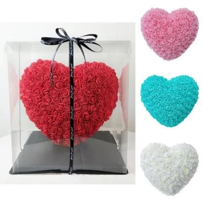 2020 New Custom Color Handmade Valentine Day Wedding Gift Artificial Rose Flower Heart Shaped Foam Rose Heart for Love