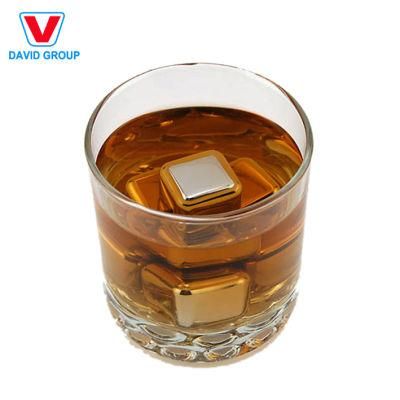 Top Seller Engraved Gold Chilling Stone Sustainable Ecofriendly Stainless Steel Whiskey Stone Ice Cube Wine Coolers