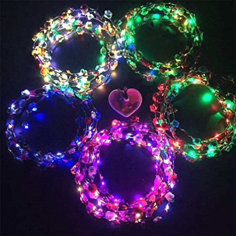 LED Flower Crown LED Flower Wreath Headband Luminous Flower Headdress