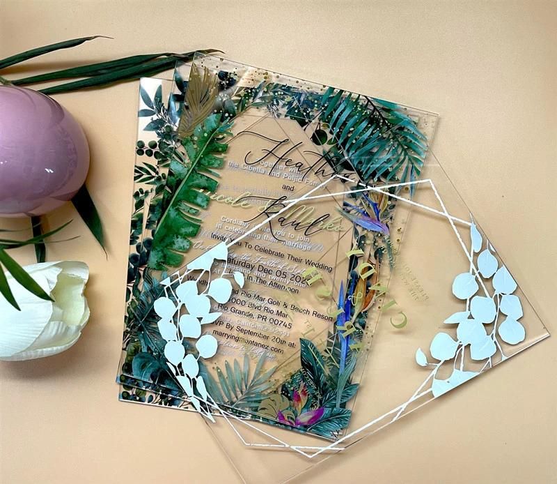 Custom Designs Wedding Decoration Elegant Transparent Acrylic Luxury Wedding Invitation Card