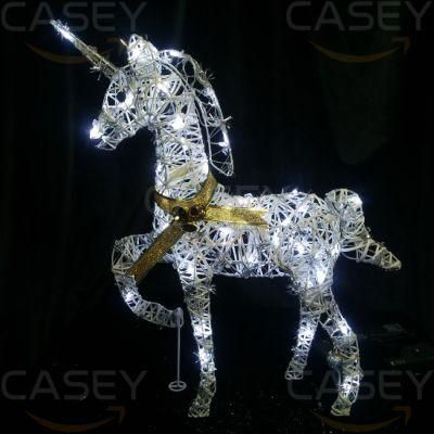 3D Christmas Motif Lights LED Acrylic Deer Cart LED Horse Carriage Light Displays Large Outdoor Christmas Decoration