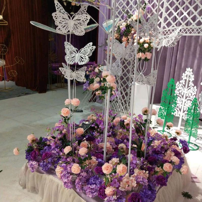 White Golden Path Flowers Props Decoration for Wedding Stage