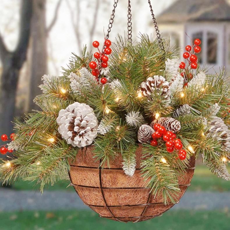 Christmas Festival Decorations Artificial Wreath Hanging Baskets