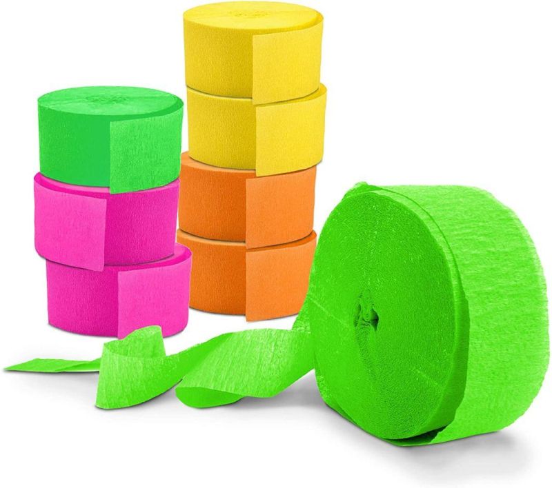 Hot Sale Colorful Fluorescent Neon Party Crepe Streamer for Party