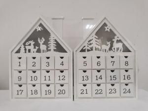 White Christmas Theme Calendar Table Decor with Light Fuction