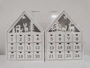 White Christmas Theme Calendar Table Decor with Light Fuction