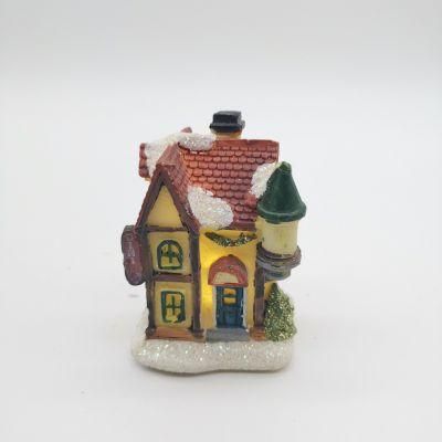 Resinic Small House with LED Lights Home Decorations