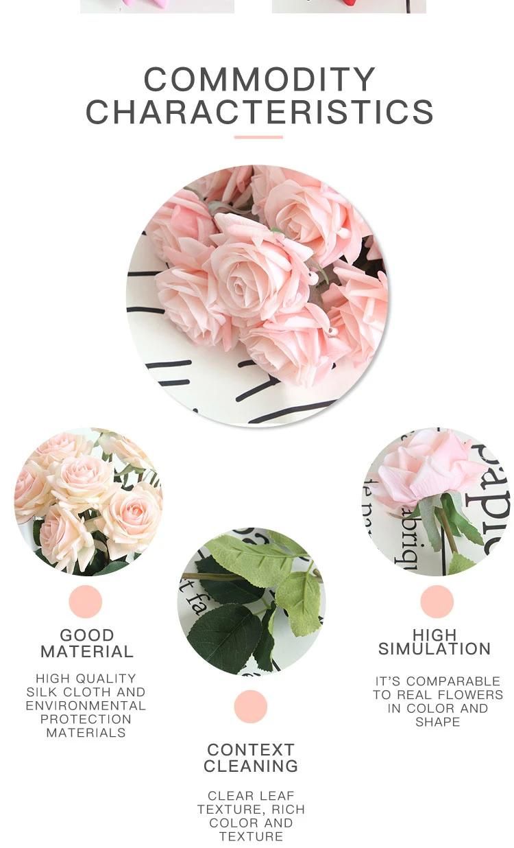 Artificial Flowers, Faux Flowers 18 Heads Plastic Roses with Base Perfect for Wedding Bouquets Centerpieces Table Decor Party Home Decorations 