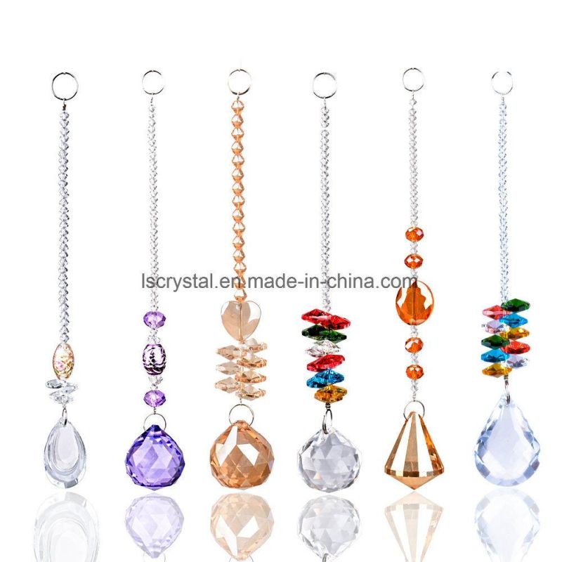 6 Different Design Crystal Suncatcher Prism Fengshui Ornament Chandelier Hanging Pendant Lighting Ball Wedding