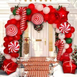 Red Christmas Balloon Arch Christmas Candy Gift Theme Decoration Balloons