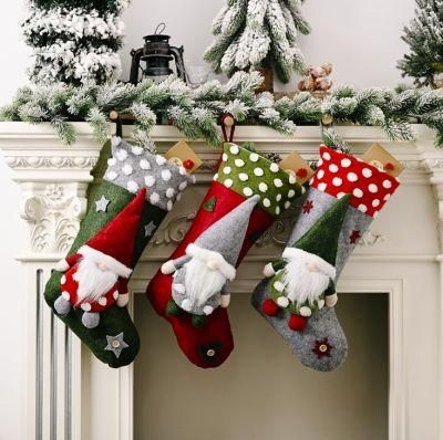 Christmas Tree Hanging Party Tree Xmas Decor Santa Faceless Gome Stocking Sock Candy Gift Bags