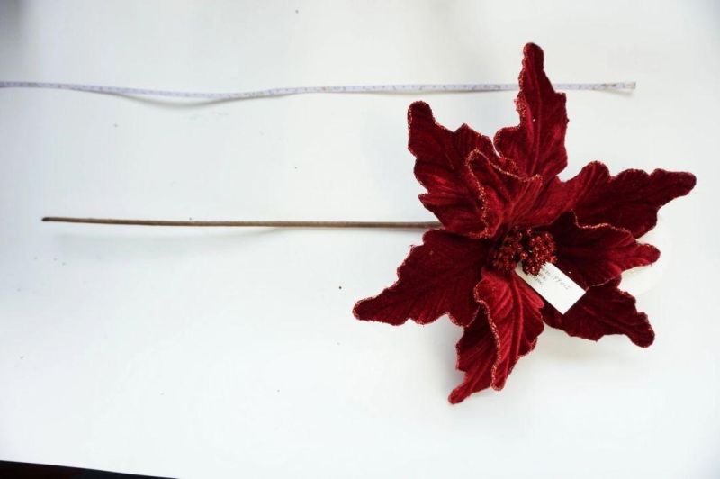 Hot Selling Artificial Simulation Christmas Flower Poinsettia for Decoration Xmas Ornament