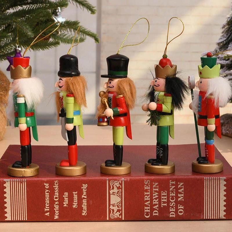 New Funny Wooden Nutcracker Ornament 5-Piece Box Set, 5-Inch