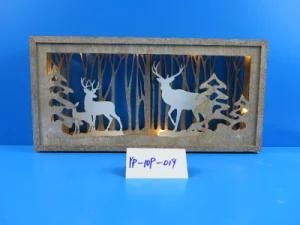 1505 Wooden Crafts Box with Deer and Trees Decorations