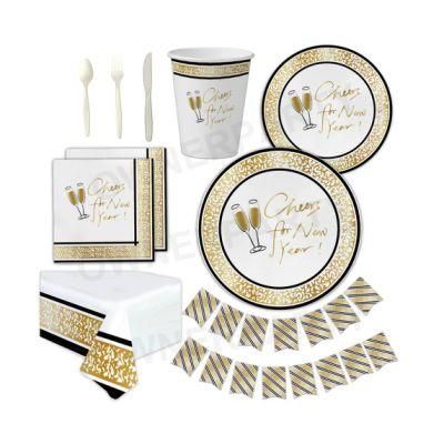 White Paper Plates and Napkins Cups Silverware Serves 25 Sets for Birthday Party Bundle for Boys Girls