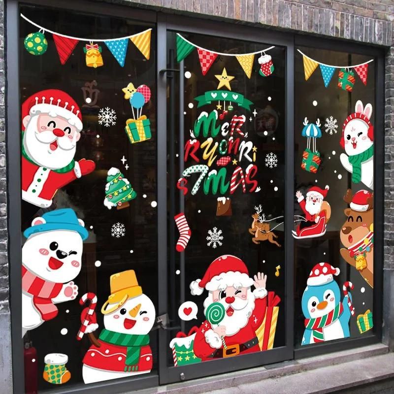 Custom Decoration Christmas Snowman Window Sticker PVC Printing Static Sticker