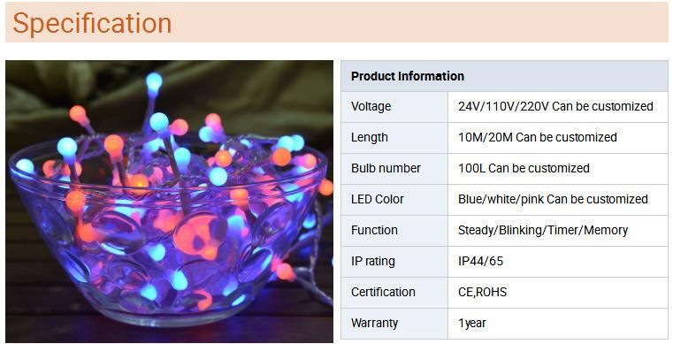 Waterproof LED Big Ball Light Strings for Decoration