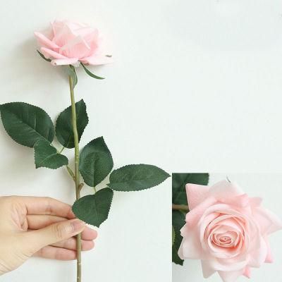 Wedding Decoration Flannel Dye Silk Flower Rose Artificial Flower
