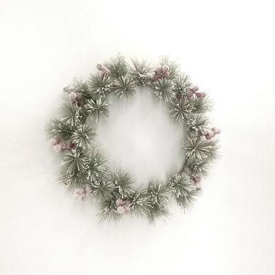 Christmas Decoration, Red Fruit PE Christmas Wreath, Christmas Rattan Ox Horn Rattan Home Decoration Pendant