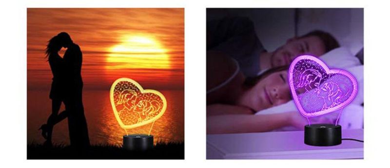 3D Heart Shaped 3D LED Lamp