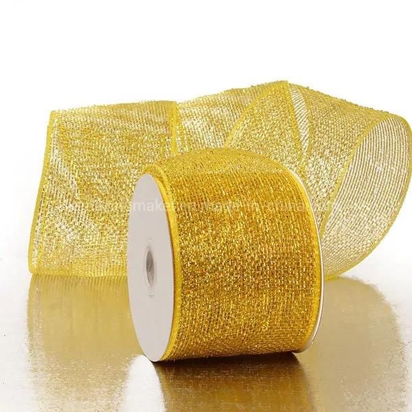 Half Solid Metallic 4′′ Wedding Deco Mesh Ribbons