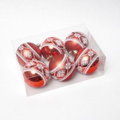 New Design Plastic Ball Brick-Red Color with Painted Christmas Decoration