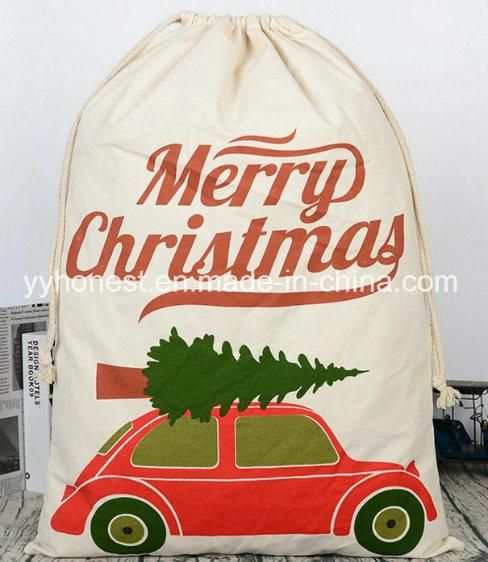 Christmas Gift Lovely Santa Drawstring Bag