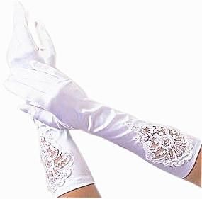 Fashion Lady Wedding Gloves with Ribbon and Made with Satin (JYG-29317)