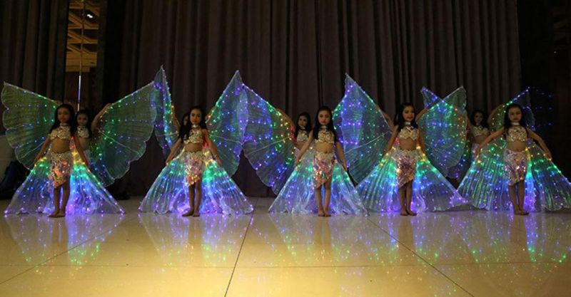 Children′s Color LED Light up Wing Belly Dance Prop Cloak