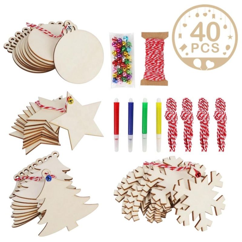 Christmas Tree Ornaments Custom DIY Christmas Craft Slices Wooden Hanging Baubles