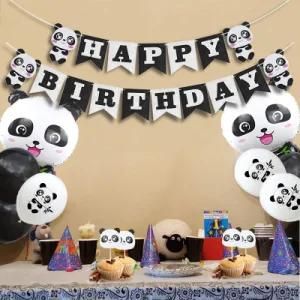 Panda Theme Paper Cups, Plates, Straws Cap, Banner Birthday Party Decoration