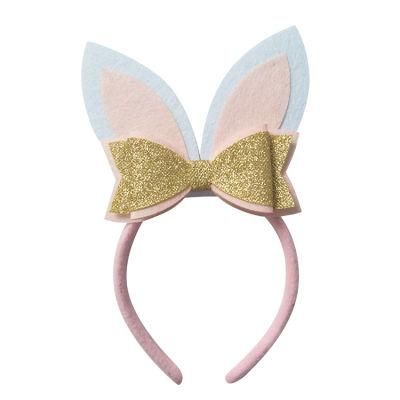 New Rabbit Headband Easter Glitter Bunny Ears Hair Scrunchies with Bow