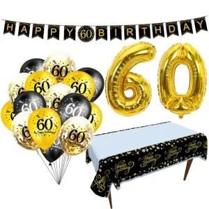 60th Number Foil Balloon for Adult Birthday Party Decorations