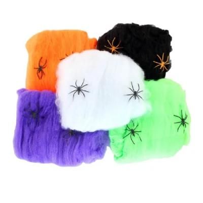 Halloween Stretchable Cobweb with Spiders Halloween Decoration