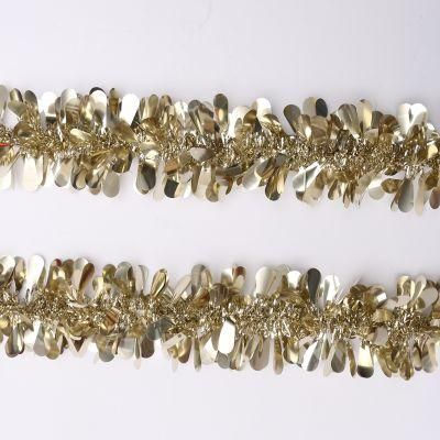 New Design Champagne Gold Pet Tinsel Garland Christmas Decoration