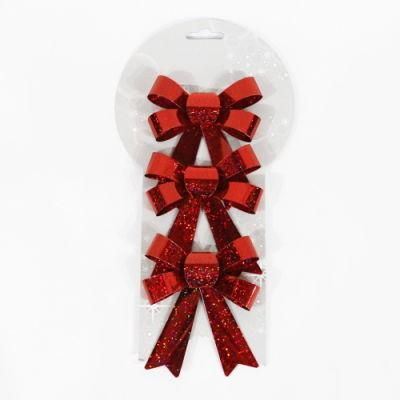 Red Shiny Plain Laser Bowknot 10*11cm Christmas Party Decor Festival Ornaments Bowknot