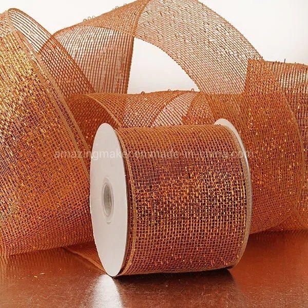 Half Solid Metallic 4′′ Wedding Deco Mesh Ribbons