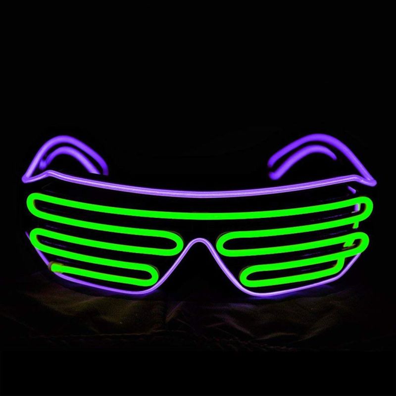 LED Shutter EL Wire Neon Rave Glasses Flashing LED Sunglasses