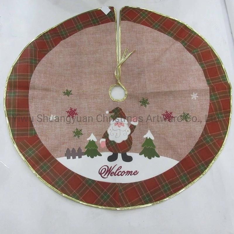 Christmas Tree Skirt with Snowman Deer Santa Tree