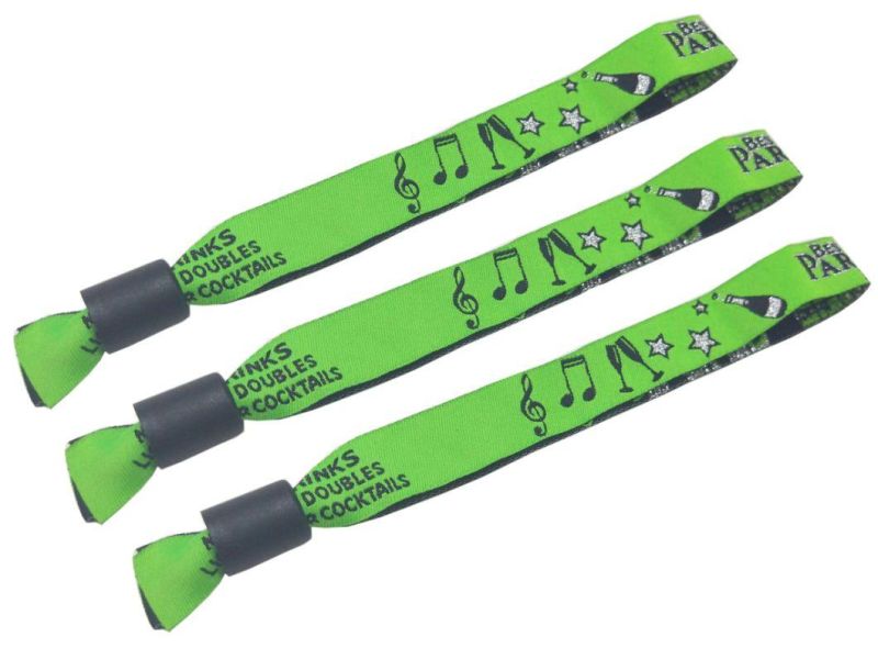 Custom Jacquard Woven Polyester Fabric Wristbands with Plastic Clip