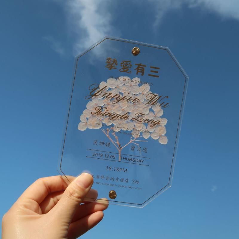 Luxury Wedding Decoration Transparent Acrylic Eternal Flower Wedding Invitation Personality Invitation