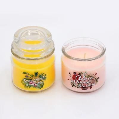 8 Oz Yankee Style Glass Fruit Fragrance Candle with Glass Lid