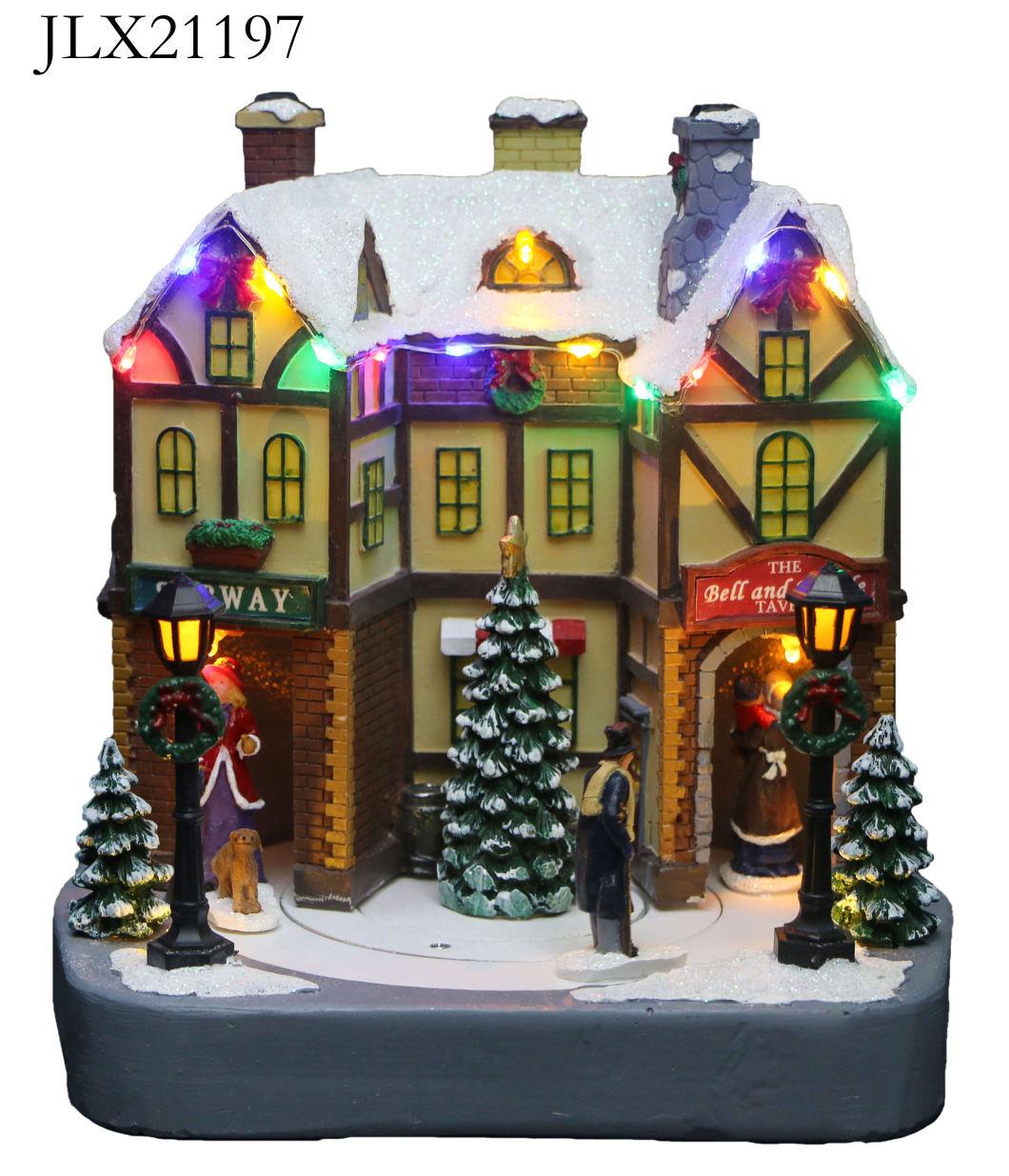 Lighted Christmas Village Decoration Christmas Village Houses with LED and Moving Train Lights for Holiday Decoration